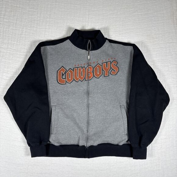 Vintage Jansport OSU Oklahoma State University Full Zip Fleece Sweatshirt Size M - Picture 1 of 7